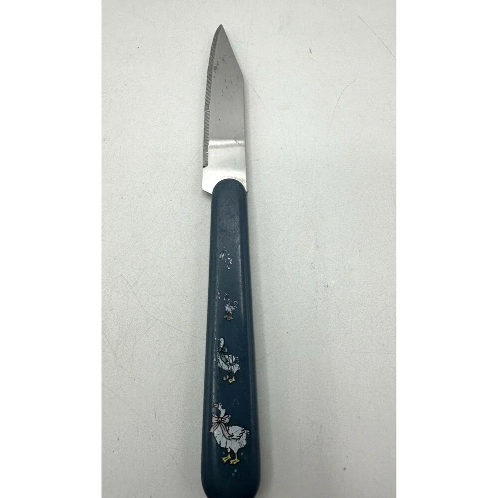 Vintage Country Goose Pairing Knife Blue Handle